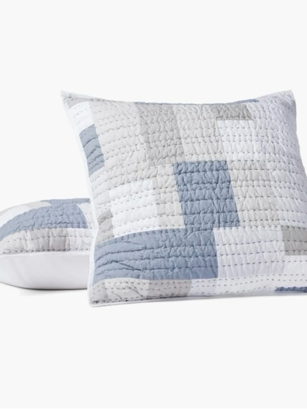 Coyuchi Seascape Patchwork Organic Cotton Pillow Shams in Blue & Gray